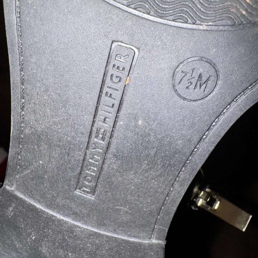 Tommy Hilfiger Black Over the Knee Boots with Gold Accent - Picture 2 of 8